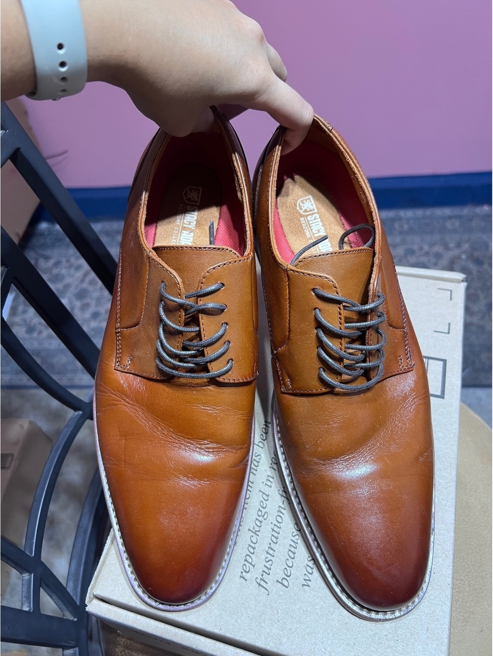 Men's Stacy Adams Brown Leather Oxford Dress Shoes Size 11 M